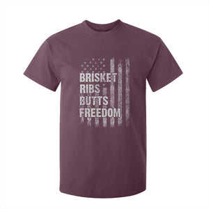 Funny BBQ Brisket Ribs Butts Freedom T Shirt For Kid 4th Of July Meat Smoking American Flag TS11 Maroon Print Your Wear