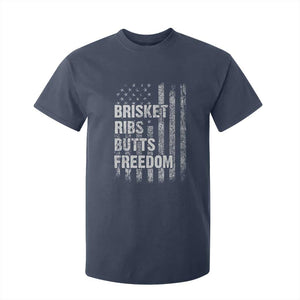 Funny BBQ Brisket Ribs Butts Freedom T Shirt For Kid 4th Of July Meat Smoking American Flag TS11 Navy Print Your Wear