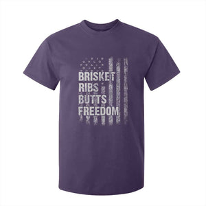 Funny BBQ Brisket Ribs Butts Freedom T Shirt For Kid 4th Of July Meat Smoking American Flag TS11 Purple Print Your Wear