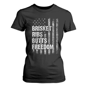 Funny BBQ Brisket Ribs Butts Freedom T Shirt For Women 4th Of July Meat Smoking American Flag TS11 Black Print Your Wear