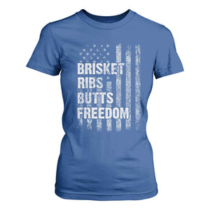 Funny BBQ Brisket Ribs Butts Freedom T Shirt For Women 4th Of July Meat Smoking American Flag TS11 Royal Blue Print Your Wear