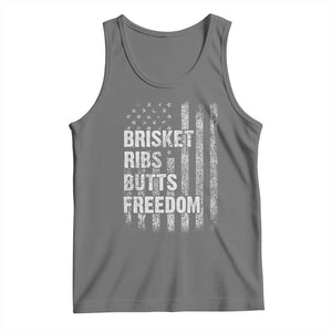 Funny BBQ Brisket Ribs Butts Freedom Tank Top 4th Of July Meat Smoking American Flag TS11 Black Heather Print Your Wear