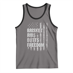 Funny BBQ Brisket Ribs Butts Freedom Tank Top 4th Of July Meat Smoking American Flag TS11 Deep Heather Black Print Your Wear