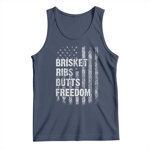 Funny BBQ Brisket Ribs Butts Freedom Tank Top 4th Of July Meat Smoking American Flag TS11 Navy Print Your Wear