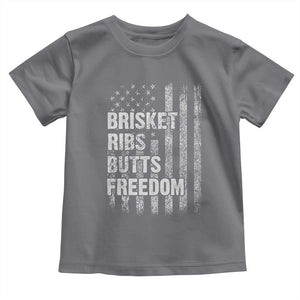 Funny BBQ Brisket Ribs Butts Freedom Toddler T Shirt 4th Of July Meat Smoking American Flag TS11 Charcoal Print Your Wear