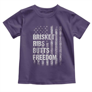 Funny BBQ Brisket Ribs Butts Freedom Toddler T Shirt 4th Of July Meat Smoking American Flag TS11 Purple Print Your Wear