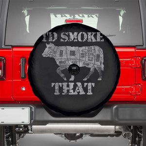 Funny BBQ Spare Tire Cover Chef Butcher Cook BBQ I'd Smoke That Cow Beef TS10 Black Print Your Wear