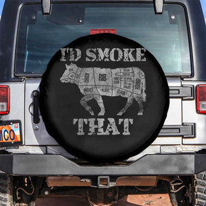 Funny BBQ Spare Tire Cover Chef Butcher Cook BBQ I'd Smoke That Cow Beef TS10 No hole Black Print Your Wear