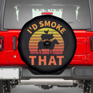 Funny BBQ Spare Tire Cover I'd Smoke That Barbecue Retro Grilling Gifts TS10 Black Print Your Wear