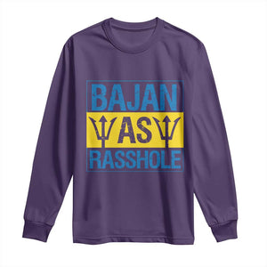 Funny Bajan As Rasshole Long Sleeve Shirt Barbados Flag With Barbados Tridents TS11 Purple Print Your Wear