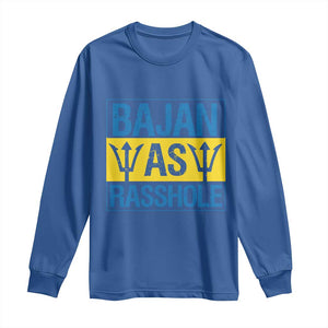 Funny Bajan As Rasshole Long Sleeve Shirt Barbados Flag With Barbados Tridents TS11 Royal Blue Print Your Wear