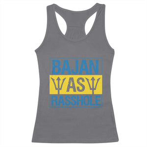Funny Bajan As Rasshole Racerback Tank Top Barbados Flag With Barbados Tridents TS11 Charcoal Print Your Wear
