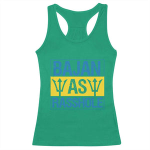 Funny Bajan As Rasshole Racerback Tank Top Barbados Flag With Barbados Tridents TS11 Irish Green Print Your Wear