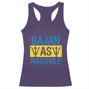 Funny Bajan As Rasshole Racerback Tank Top Barbados Flag With Barbados Tridents TS11 Purple Print Your Wear