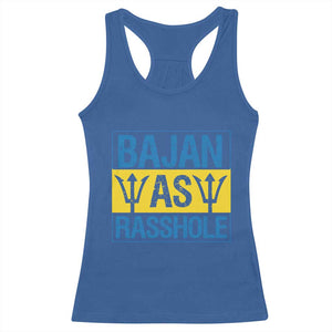 Funny Bajan As Rasshole Racerback Tank Top Barbados Flag With Barbados Tridents TS11 Royal Blue Print Your Wear