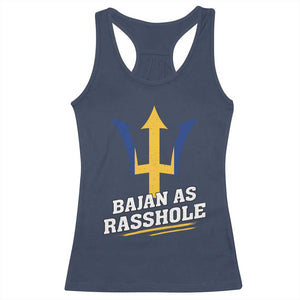 Funny Bajan As Rasshole Racerback Tank Top Barbados Tridents TS11 Navy Print Your Wear