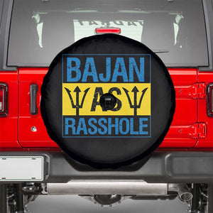 Funny Bajan As Rasshole Spare Tire Cover Barbados Flag With Barbados Tridents TS11 Black Print Your Wear