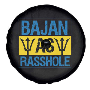 Funny Bajan As Rasshole Spare Tire Cover Barbados Flag With Barbados Tridents TS11 Print Your Wear