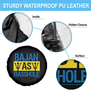 Funny Bajan As Rasshole Spare Tire Cover Barbados Flag With Barbados Tridents TS11 Print Your Wear