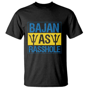 Funny Bajan As Rasshole T Shirt Barbados Flag With Barbados Tridents TS11 Black Print Your Wear