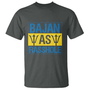 Funny Bajan As Rasshole T Shirt Barbados Flag With Barbados Tridents TS11 Dark Heather Print Your Wear