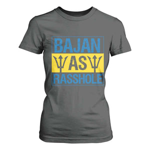 Funny Bajan As Rasshole T Shirt For Women Barbados Flag With Barbados Tridents TS11 Dark Heather Print Your Wear