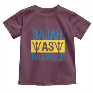 Funny Bajan As Rasshole Toddler T Shirt Barbados Flag With Barbados Tridents TS11 Maroon Print Your Wear