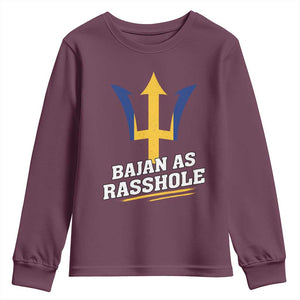 Funny Bajan As Rasshole Youth Sweatshirt Barbados Tridents TS11 Maroon Print Your Wear