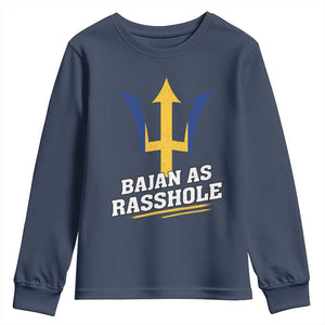 Funny Bajan As Rasshole Youth Sweatshirt Barbados Tridents TS11 Navy Print Your Wear