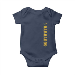 Funny Bajan Pride Barbados Trident Baby Onesie TS11 Navy Print Your Wear