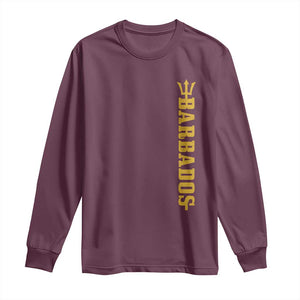 Funny Bajan Pride Barbados Trident Long Sleeve Shirt TS11 Maroon Print Your Wear