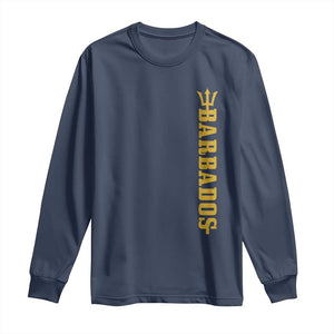 Funny Bajan Pride Barbados Trident Long Sleeve Shirt TS11 Navy Print Your Wear