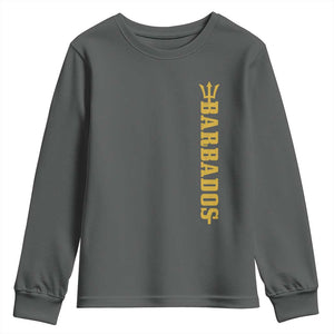 Funny Bajan Pride Barbados Trident Youth Sweatshirt TS11 Dark Heather Print Your Wear