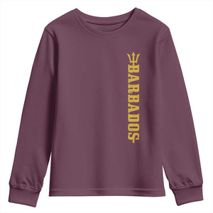 Funny Bajan Pride Barbados Trident Youth Sweatshirt TS11 Maroon Print Your Wear