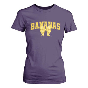 Funny Bananas Coquette Bow Baseball Player T Shirt For Women TS11 Purple Print Your Wear