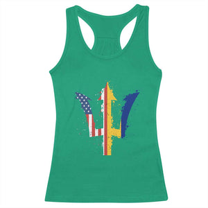 Funny Barbadian American Pride Barbados USA Flag Trident Racerback Tank Top TS11 Irish Green Print Your Wear