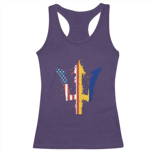 Funny Barbadian American Pride Barbados USA Flag Trident Racerback Tank Top TS11 Purple Print Your Wear