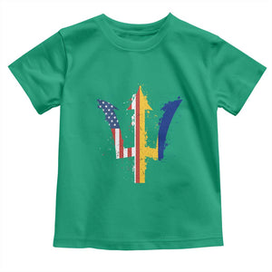 Funny Barbadian American Pride Barbados USA Flag Trident Toddler T Shirt TS11 Irish Green Print Your Wear