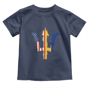 Funny Barbadian American Pride Barbados USA Flag Trident Toddler T Shirt TS11 Navy Print Your Wear
