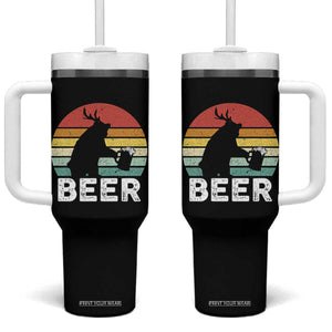Funny Bear Deer Tumbler With Handle Vintage Retro Beer Mug TS11 One Size: 40 oz Black Print Your Wear