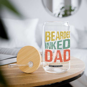 Funny Bearded Inked Dad Like A Normal Dad But Badass Glass Can Father's Day TS11 Print Your Wear