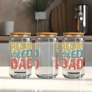Funny Bearded Inked Dad Like A Normal Dad But Badass Glass Can Father's Day TS11 Print Your Wear
