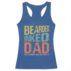 Funny Bearded Inked Dad Like A Normal Dad But Badass Racerback Tank Top Father's Day TS11 Royal Blue Print Your Wear