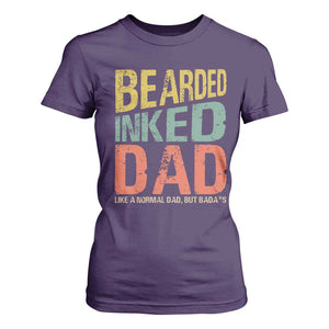 Funny Bearded Inked Dad Like A Normal Dad But Badass T Shirt For Women Father's Day TS11 Purple Print Your Wear