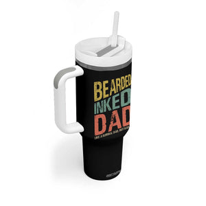 Funny Bearded Inked Dad Like A Normal Dad But Badass Tumbler With Handle Father's Day TS11 Print Your Wear