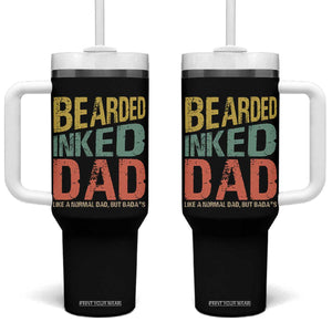 Funny Bearded Inked Dad Like A Normal Dad But Badass Tumbler With Handle Father's Day TS11 One Size: 40 oz Black Print Your Wear