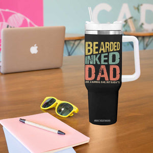 Funny Bearded Inked Dad Like A Normal Dad But Badass Tumbler With Handle Father's Day TS11 Print Your Wear