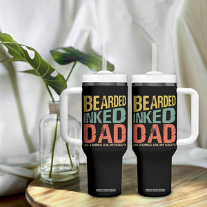 Funny Bearded Inked Dad Like A Normal Dad But Badass Tumbler With Handle Father's Day TS11 Print Your Wear