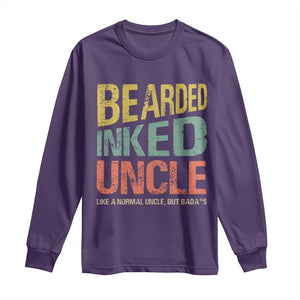 Funny Bearded Inked Uncle Like A Normal Uncle But Badass Long Sleeve Shirt Father's Day TS11 Purple Print Your Wear