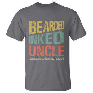 Funny Bearded Inked Uncle Like A Normal Uncle But Badass T Shirt Father's Day TS11 Charcoal Print Your Wear